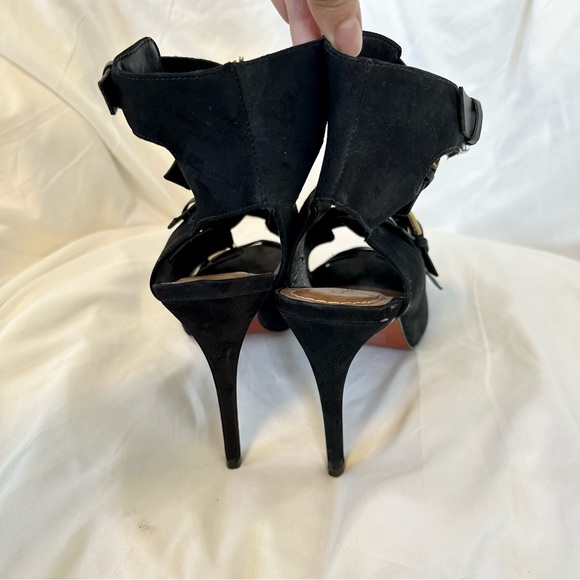 Carrano Black Suede Buckle Heels - Picture 9 of 13